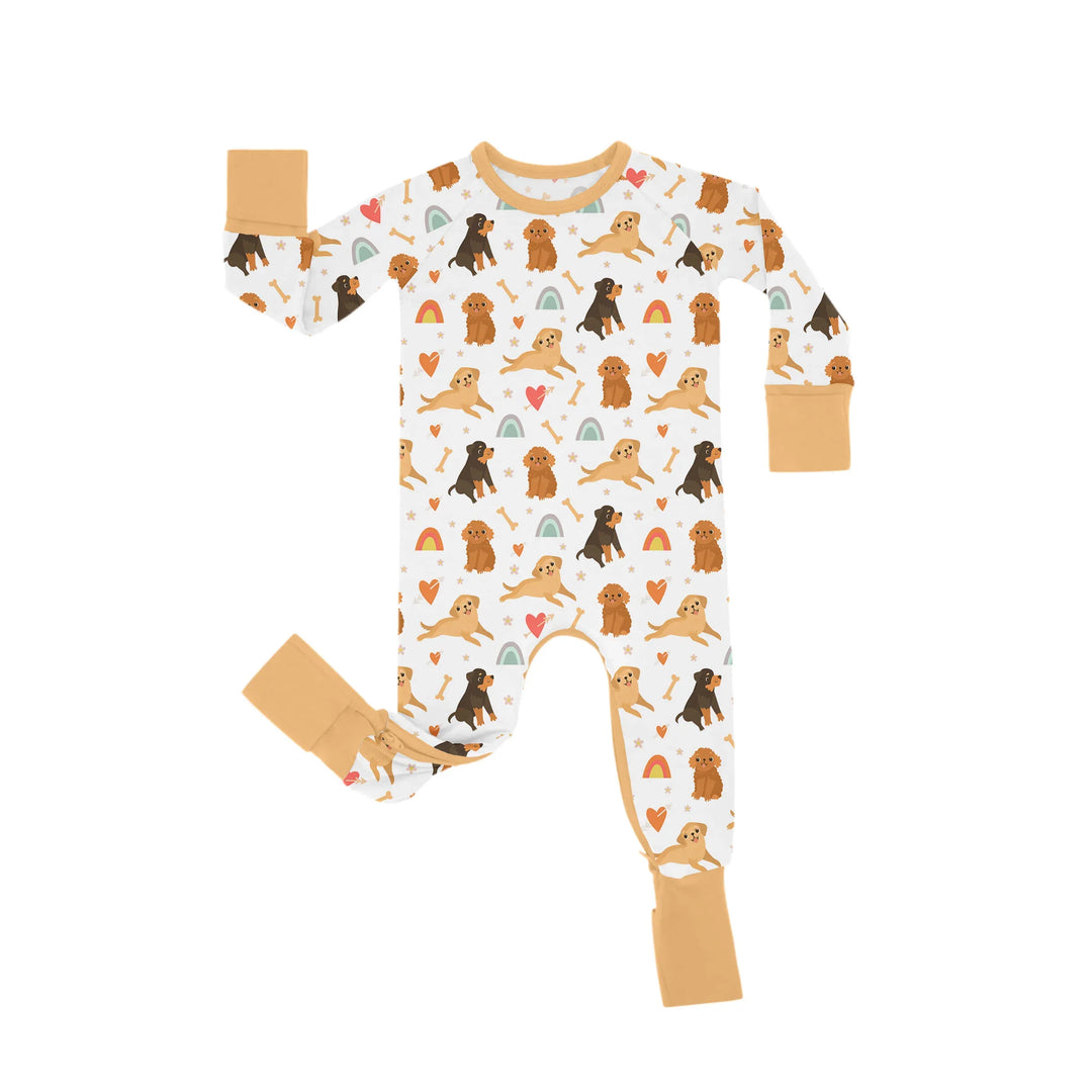 Brown Dogs Crescent Zippered Romper , Brown Dogs Crescent Zippered Romper - Newborn