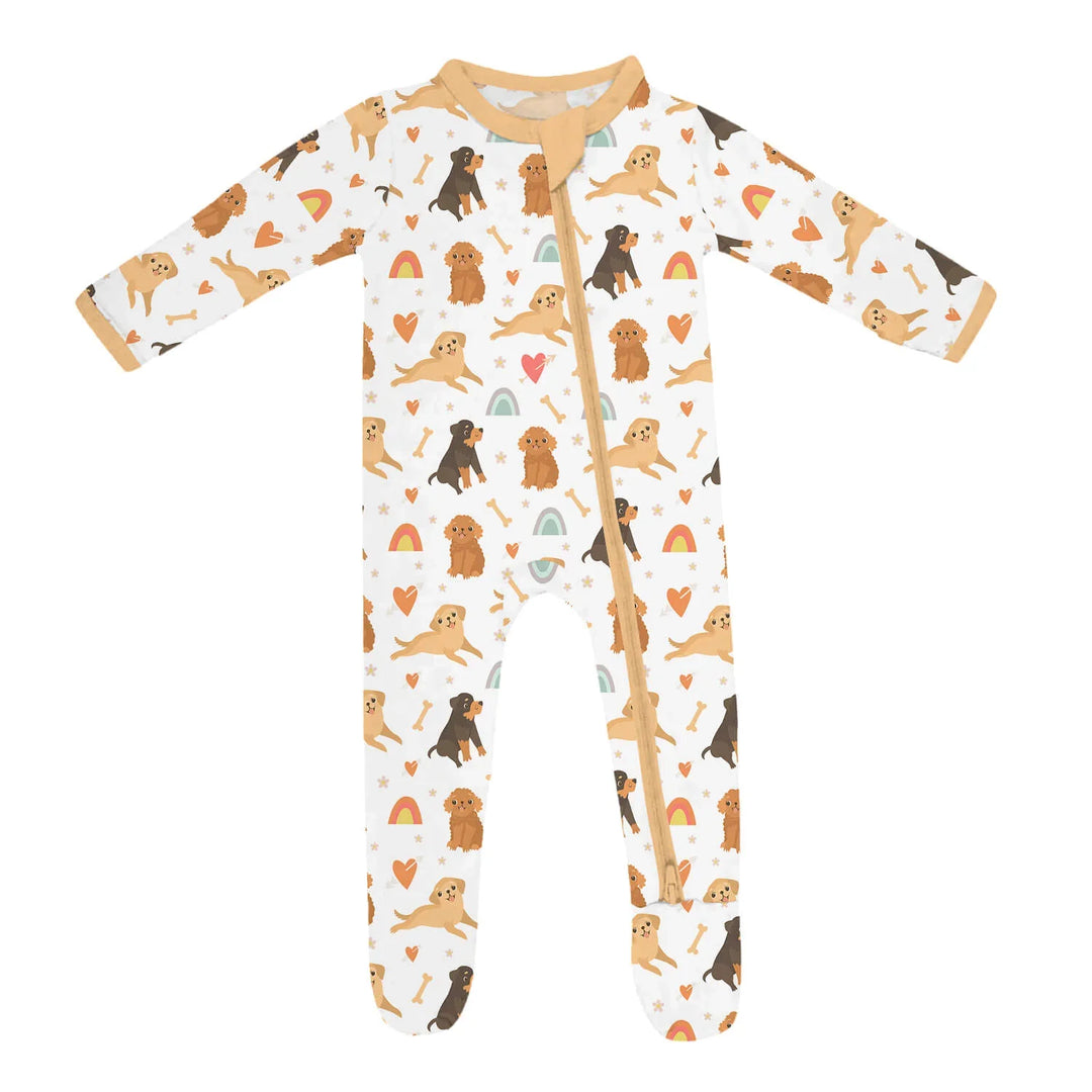 Brown Dogs Zippered Footie Romper , Brown Dogs Zippered Footie Romper - Newborn