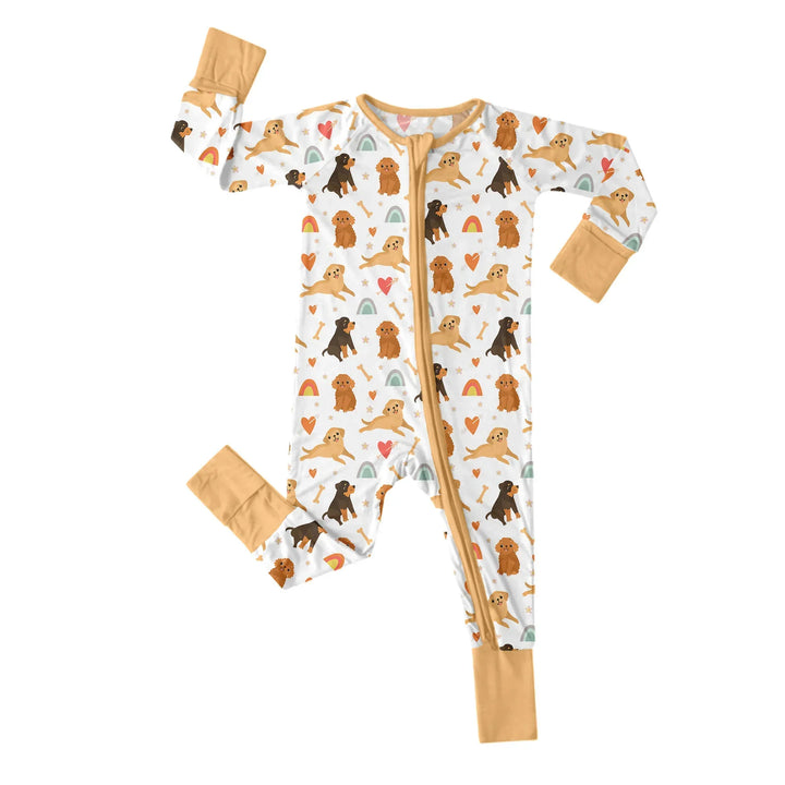 Best-Selling Printed Convertible Zippered Rompers , Best-Selling Printed Convertible Zippered Rompers - Brown Dogs / Newborn