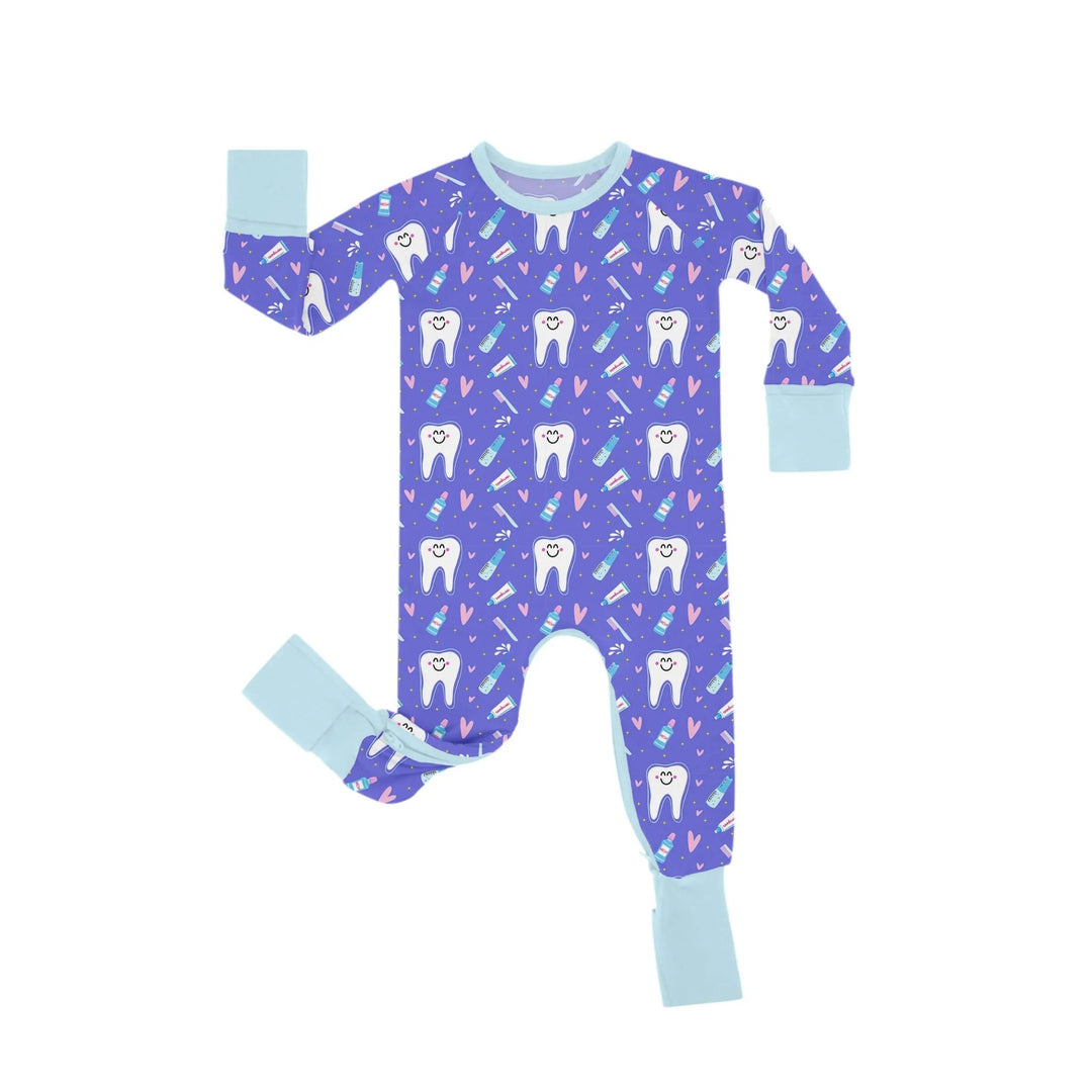 Brushing Teeth Crescent Zippered Romper - Zumbamboo