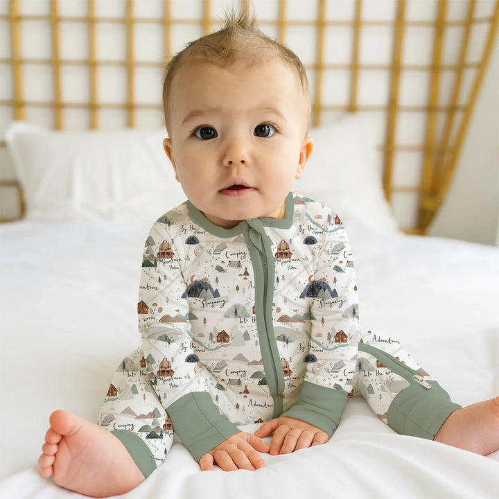 Camping Route Map Convertible Zippered Romper - Zumbamboo