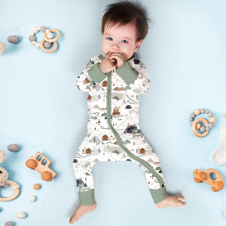 Camping Route Map Convertible Zippered Romper - Zumbamboo