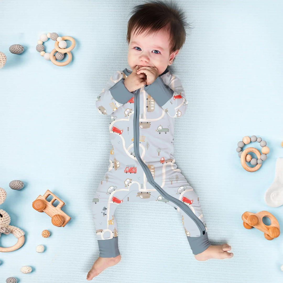 Car Route Map Convertible Zippered Romper - Zumbamboo