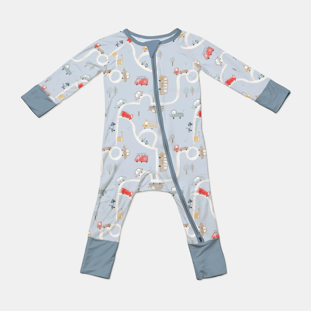 Car Route Map Convertible Zippered Romper - Zumbamboo