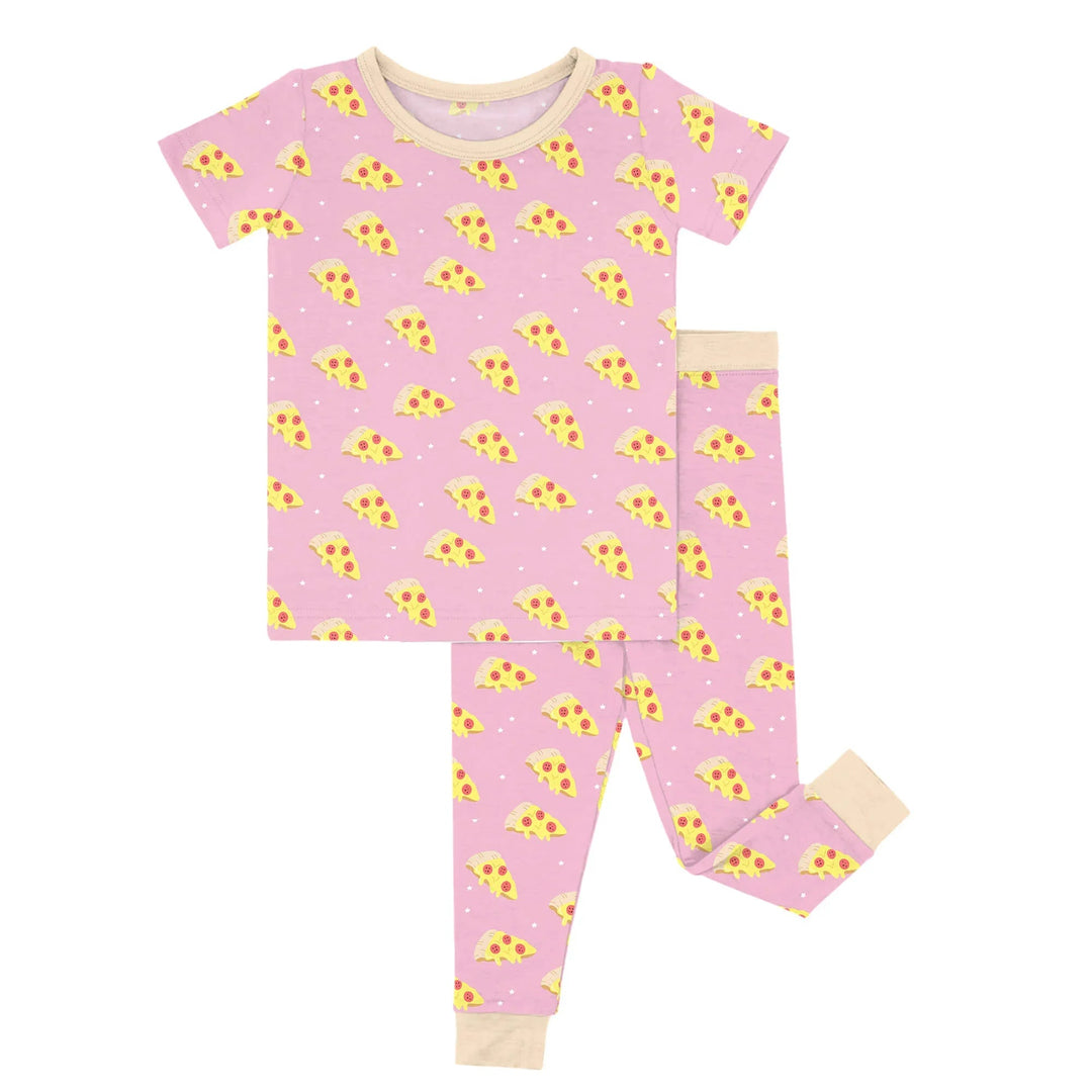 Cheese Pizza Slices Two - Piece Short Sleeve Pajama Set - Zumbamboo