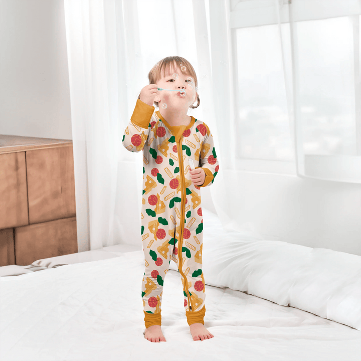 Cheese Slices Convertible Zippered Romper - Zumbamboo