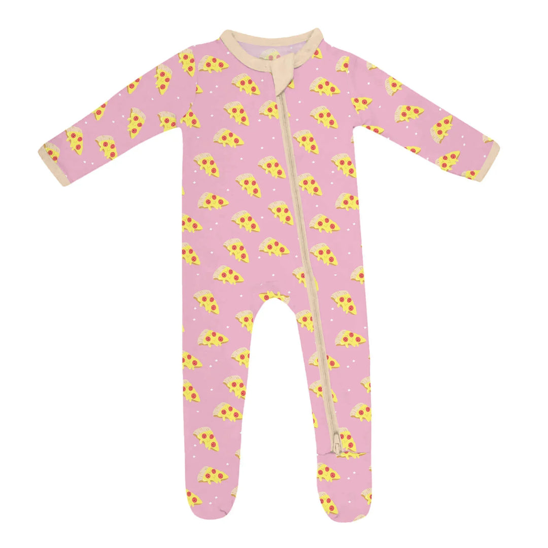 Cheese Pizza Slices Footie Zippered Romper , Cheese Pizza Slices Footie Zippered Romper - Newborn