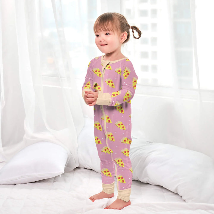 Cheese Pizza Slices Convertible Zippered Romper , Cheese Pizza Slices Convertible Zippered Romper - Newborn