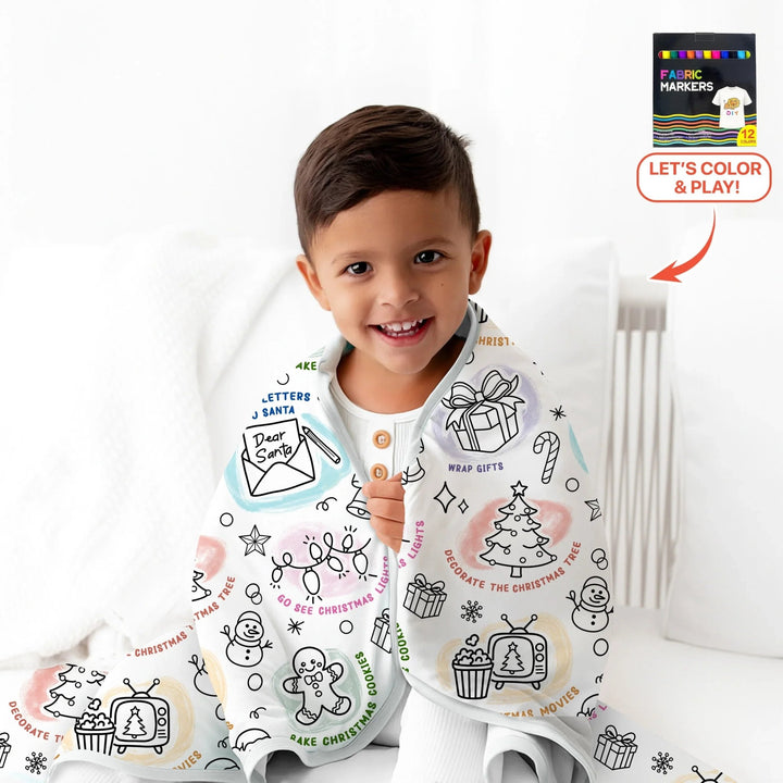 Christmas Activities Colorable Toddler Blanket - Zumbamboo