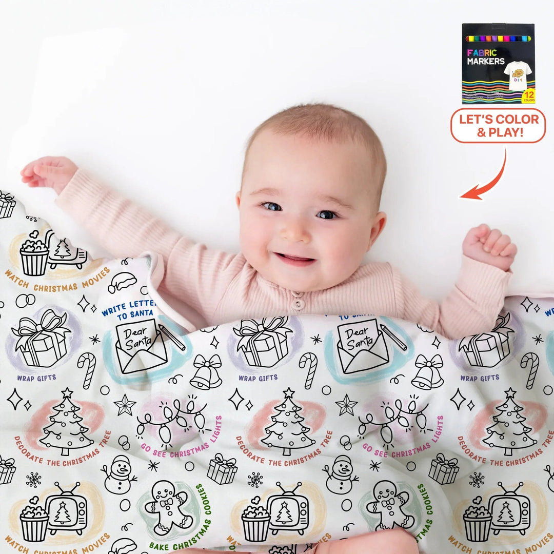 Christmas Activities Colorable Toddler Blanket - Zumbamboo