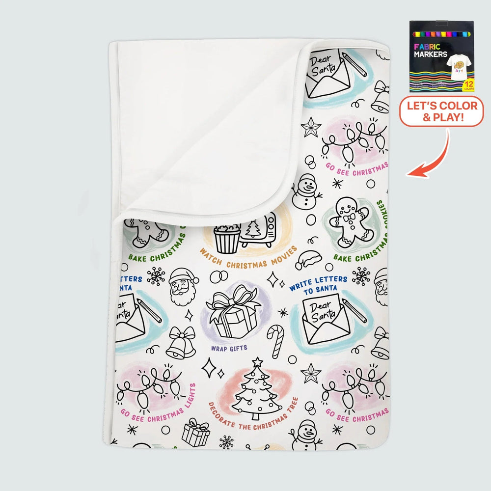Christmas Activities Colorable Toddler Blanket - Zumbamboo
