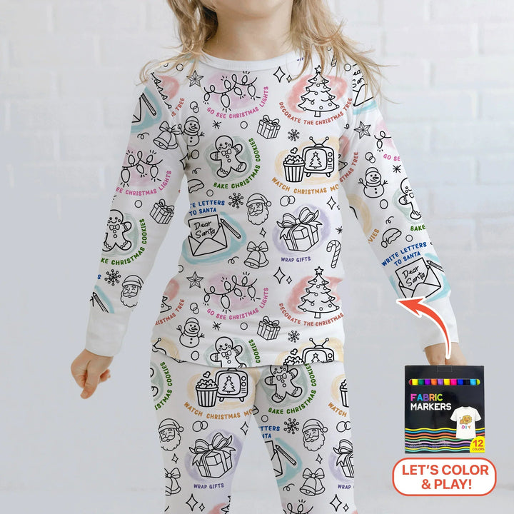 Christmas Activities Colorable Two Piece Long Sleeve Pajama Set - Zumbamboo