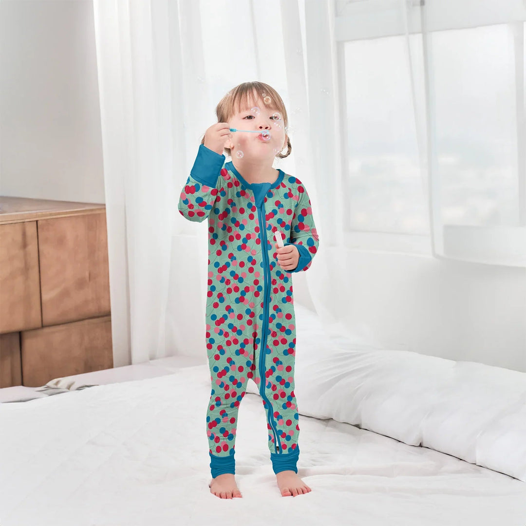 Christmas Ball Ornaments Convertible Zippered Romper - Zumbamboo