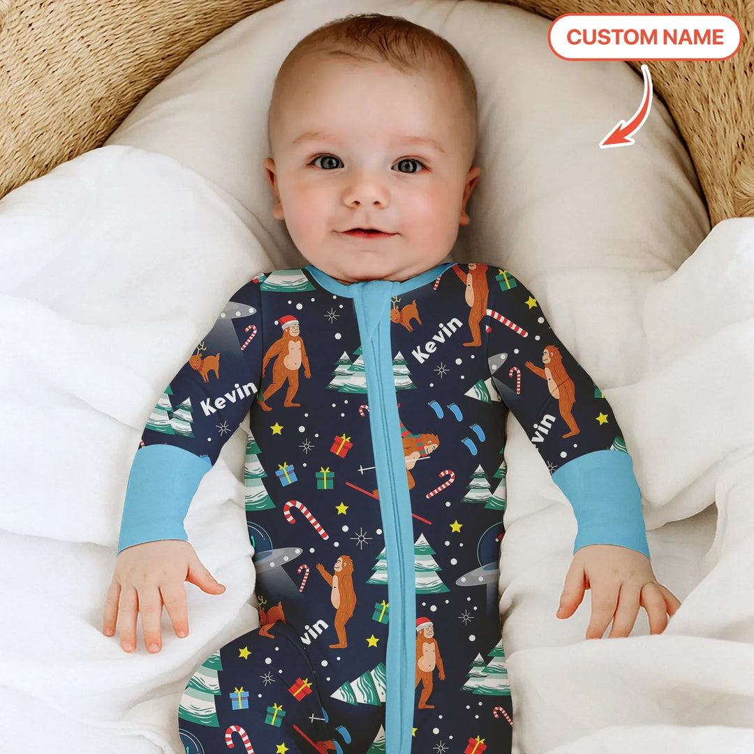 Christmas Bigfoot Custom Name Boy Convertible Zippy - Zumbamboo