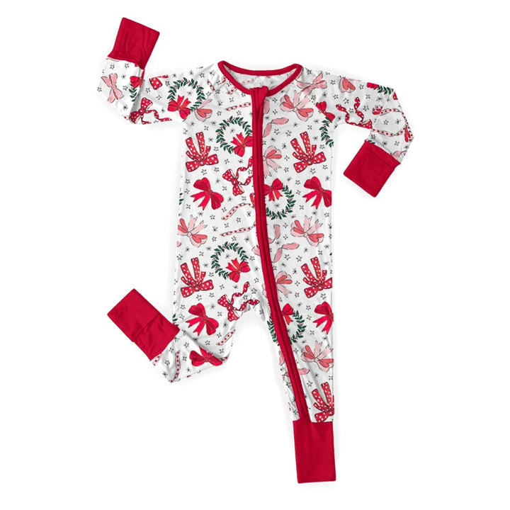 Christmas Bows Convertible Zippered Romper - Zumbamboo