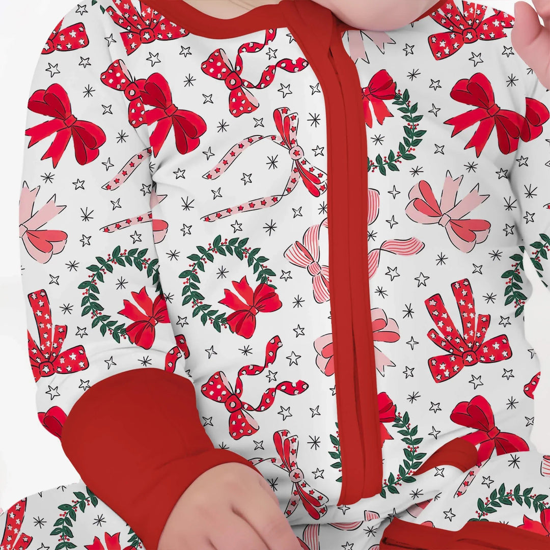 Christmas Bows Convertible Zippered Romper - Zumbamboo