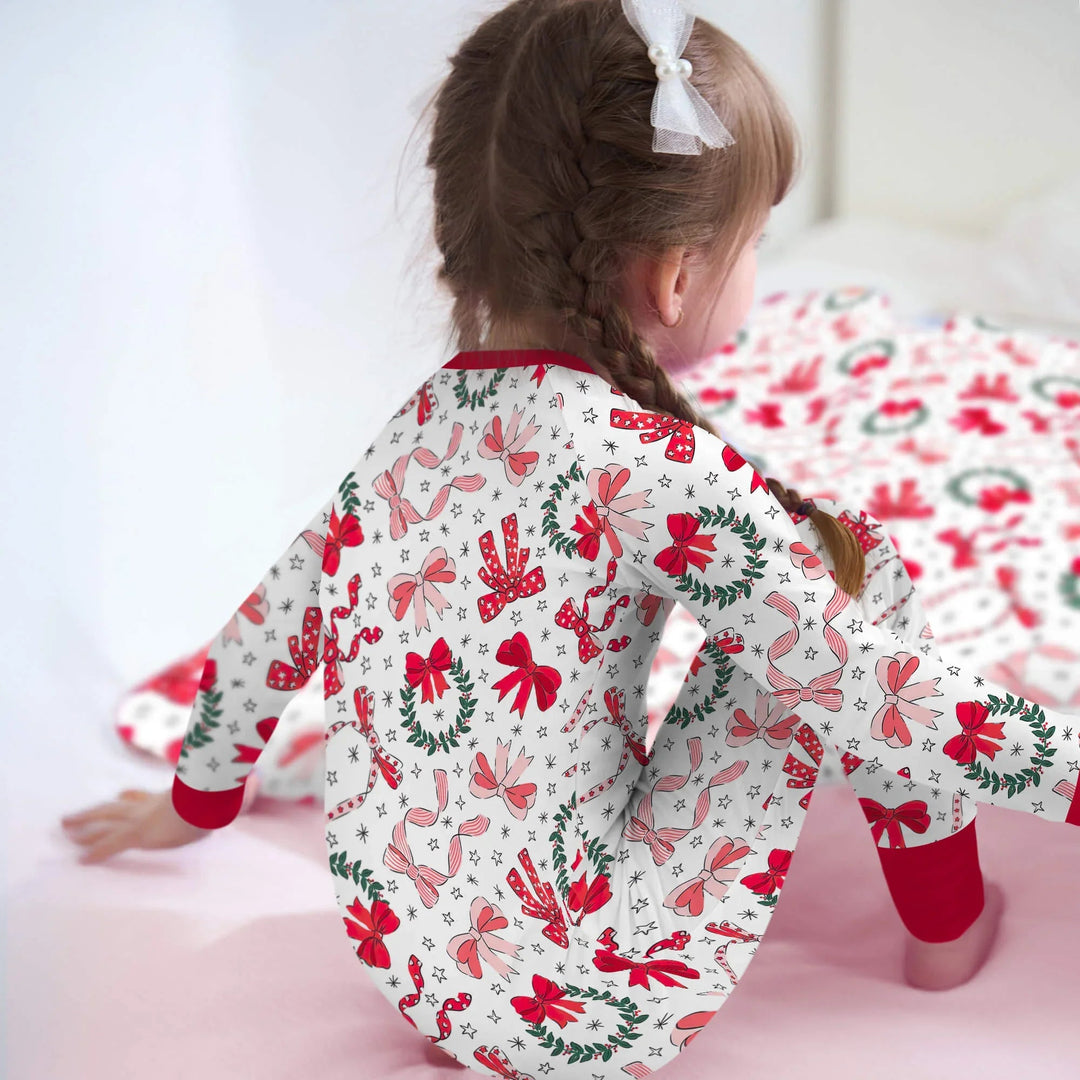 Christmas Bows Convertible Zippered Romper - Zumbamboo
