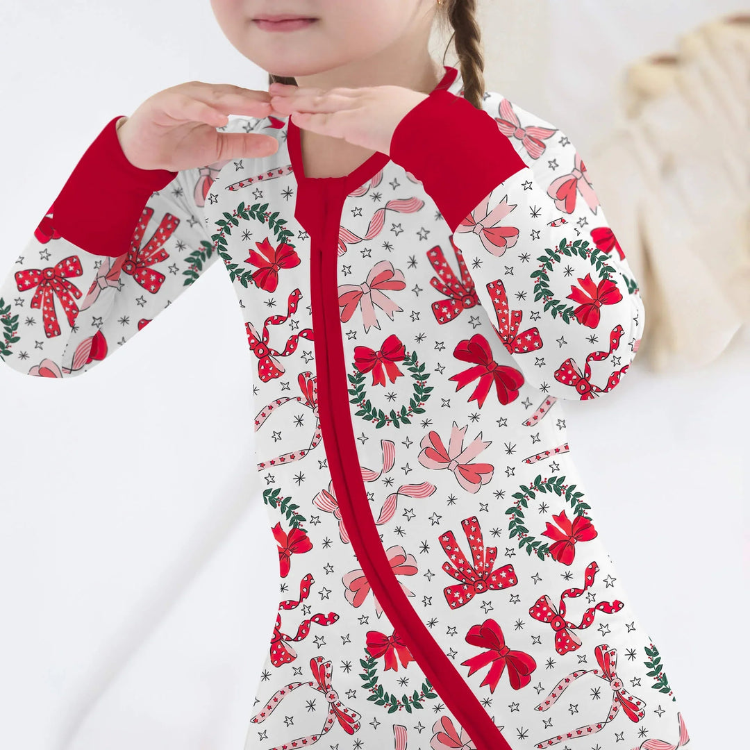 Christmas Bows Convertible Zippered Romper - Zumbamboo