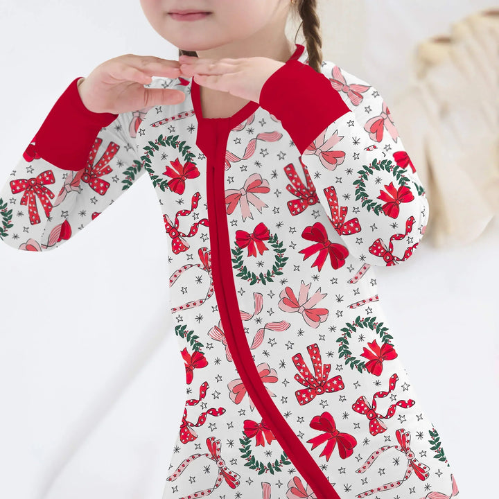 Christmas Bows Convertible Zippered Romper - Zumbamboo