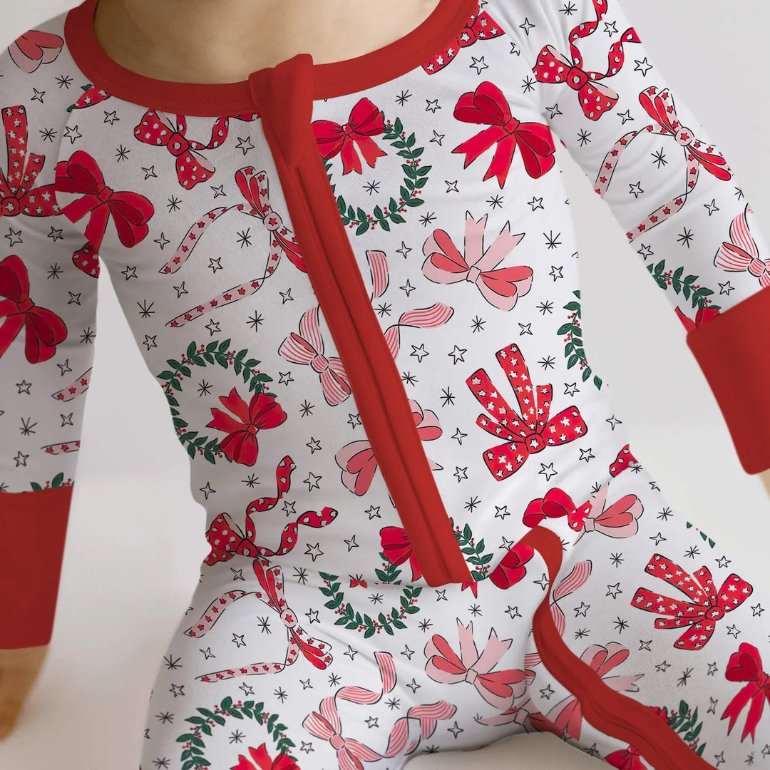 Christmas Bows Convertible Zippered Romper - Zumbamboo