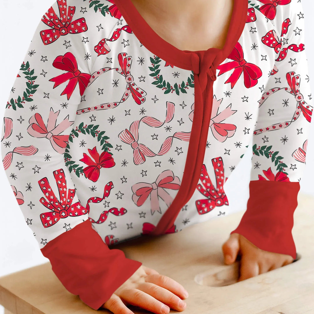 Christmas Bows Convertible Zippered Romper - Zumbamboo