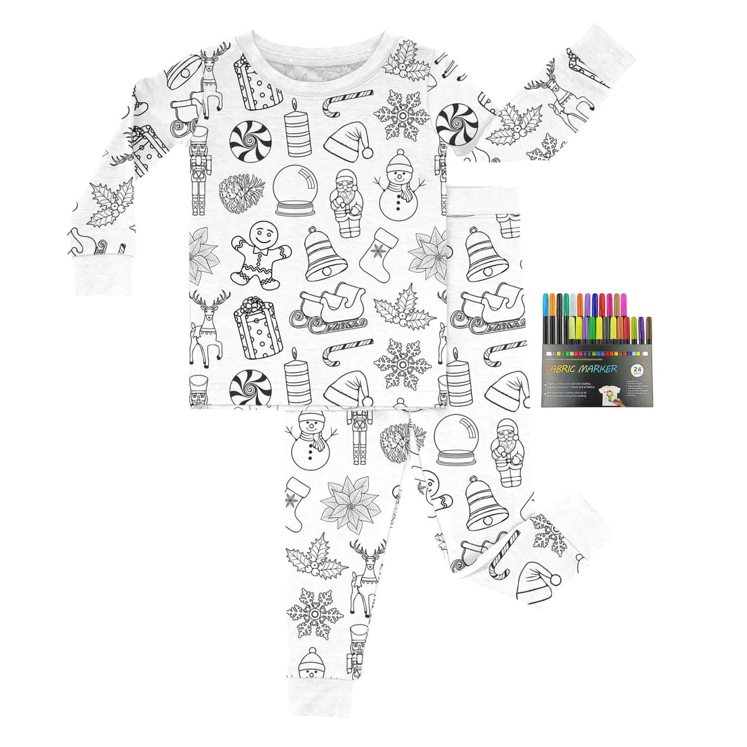Christmas Colorable Two Piece Pajama Set - Zumbamboo