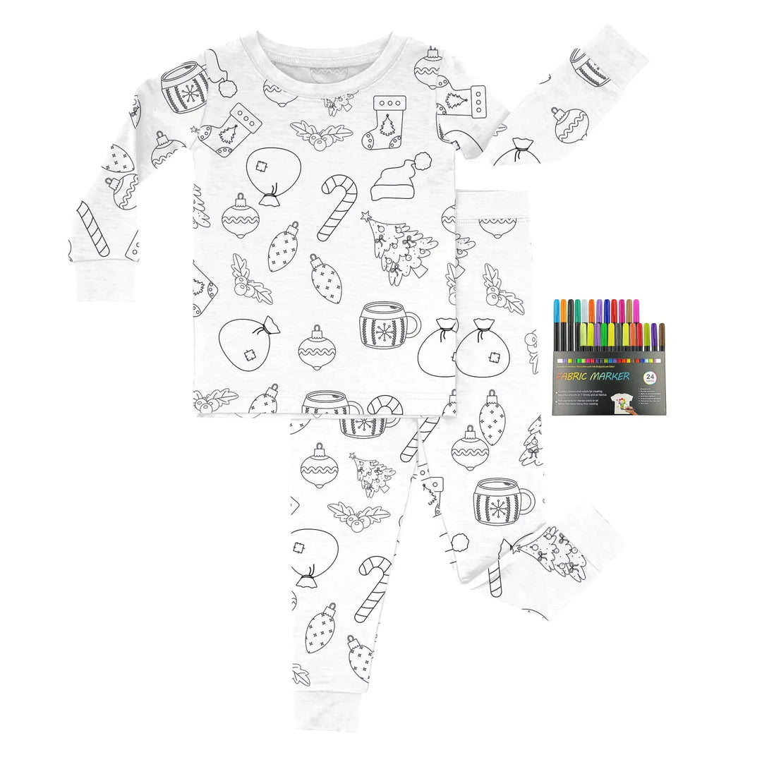 Christmas Colorable Two Piece Pajama Set - Zumbamboo