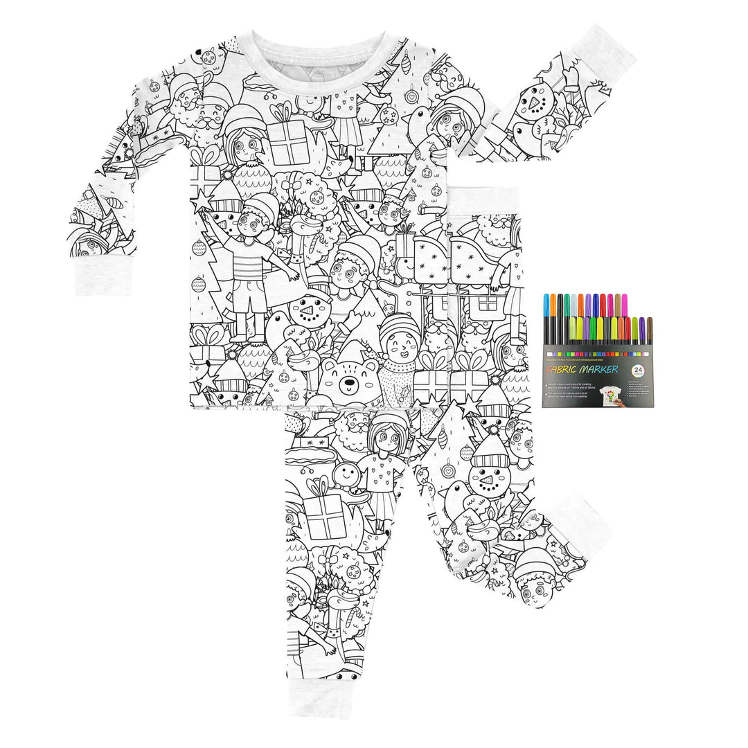 Christmas Colorable Two Piece Pajama Set - Zumbamboo