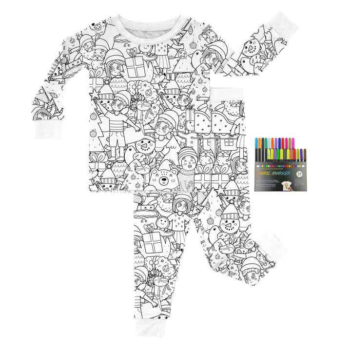 Christmas Colorable Two Piece Pajama Set - Zumbamboo