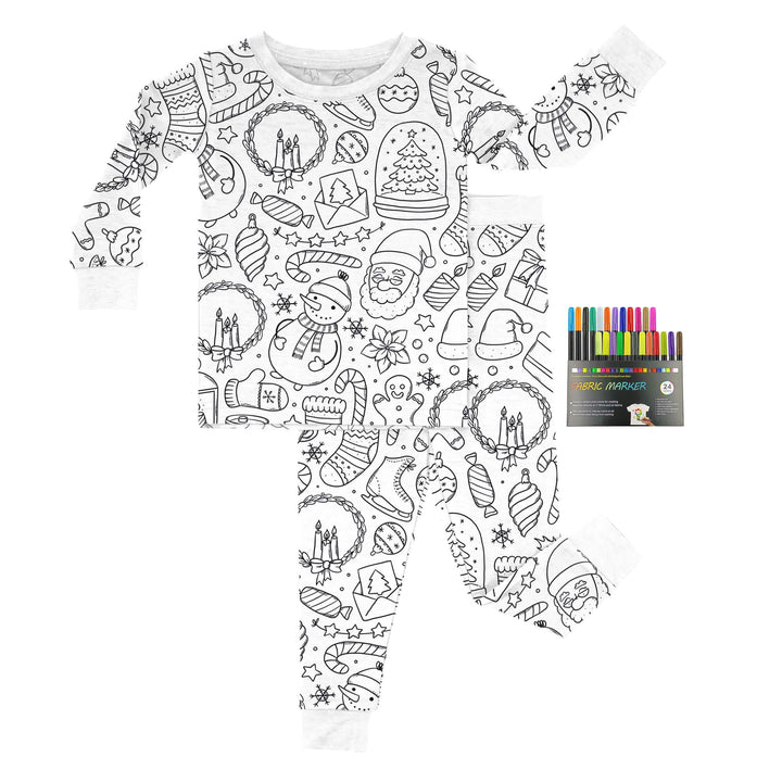 Christmas Colorable Two Piece Pajama Set - Zumbamboo