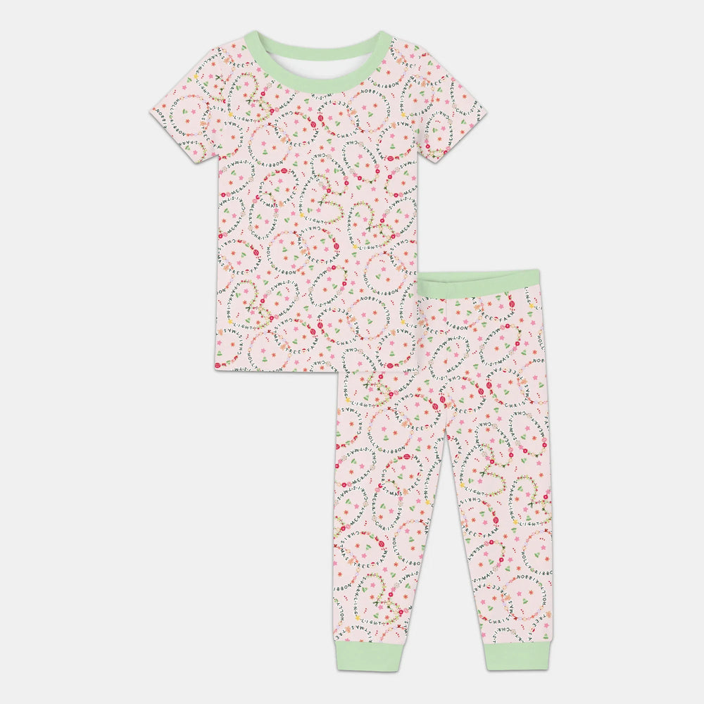 Christmas Friendship Bracelet Two Piece Short Sleeve Pajama Set - Zumbamboo