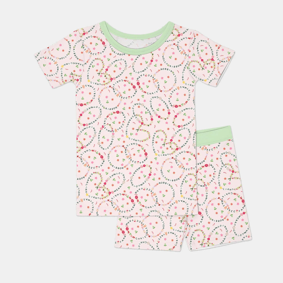 Christmas Friendship Bracelet Two Piece Short Sleeve Shorts Pajama Set - Zumbamboo