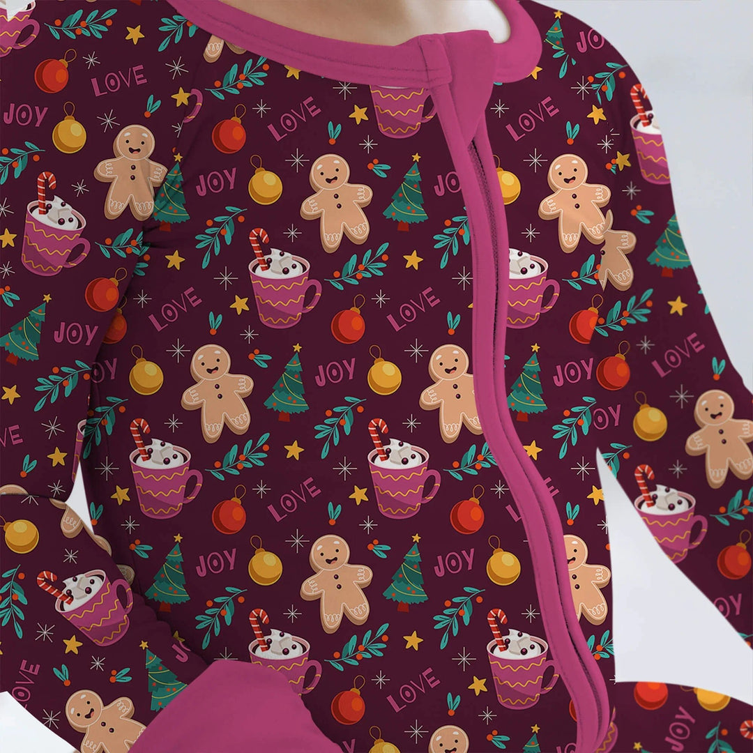 Christmas Ginger Bread Convertible Zippered Romper - Zumbamboo