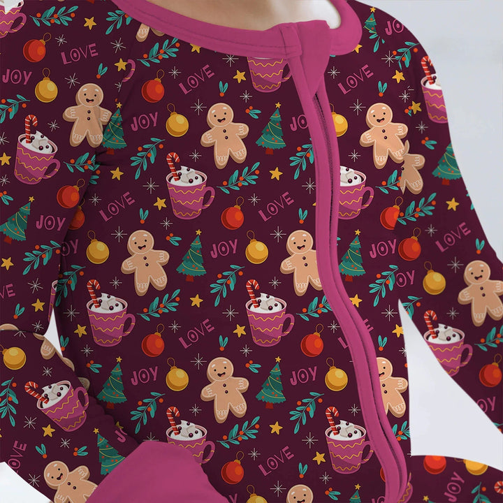 Christmas Ginger Bread Convertible Zippered Romper - Zumbamboo