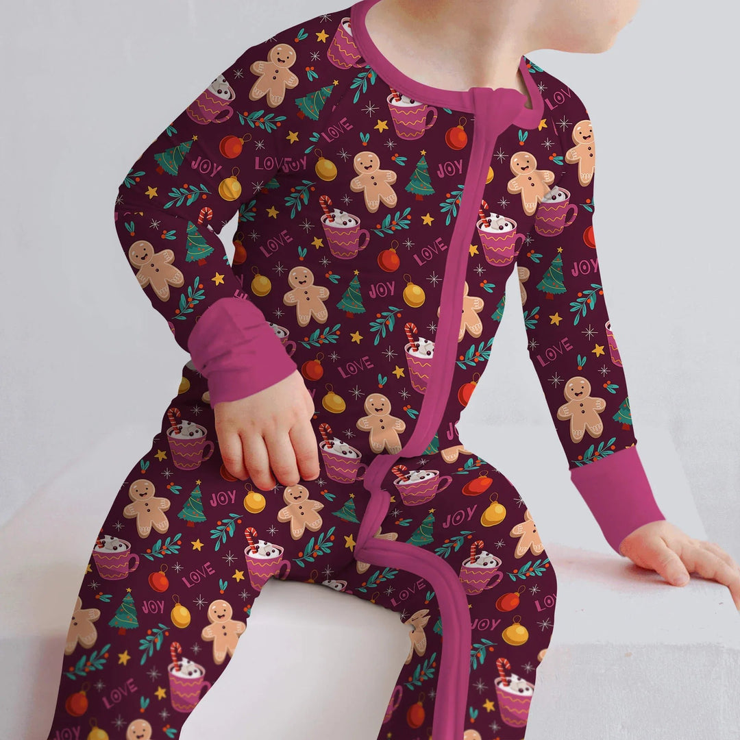 Christmas Ginger Bread Convertible Zippered Romper - Zumbamboo