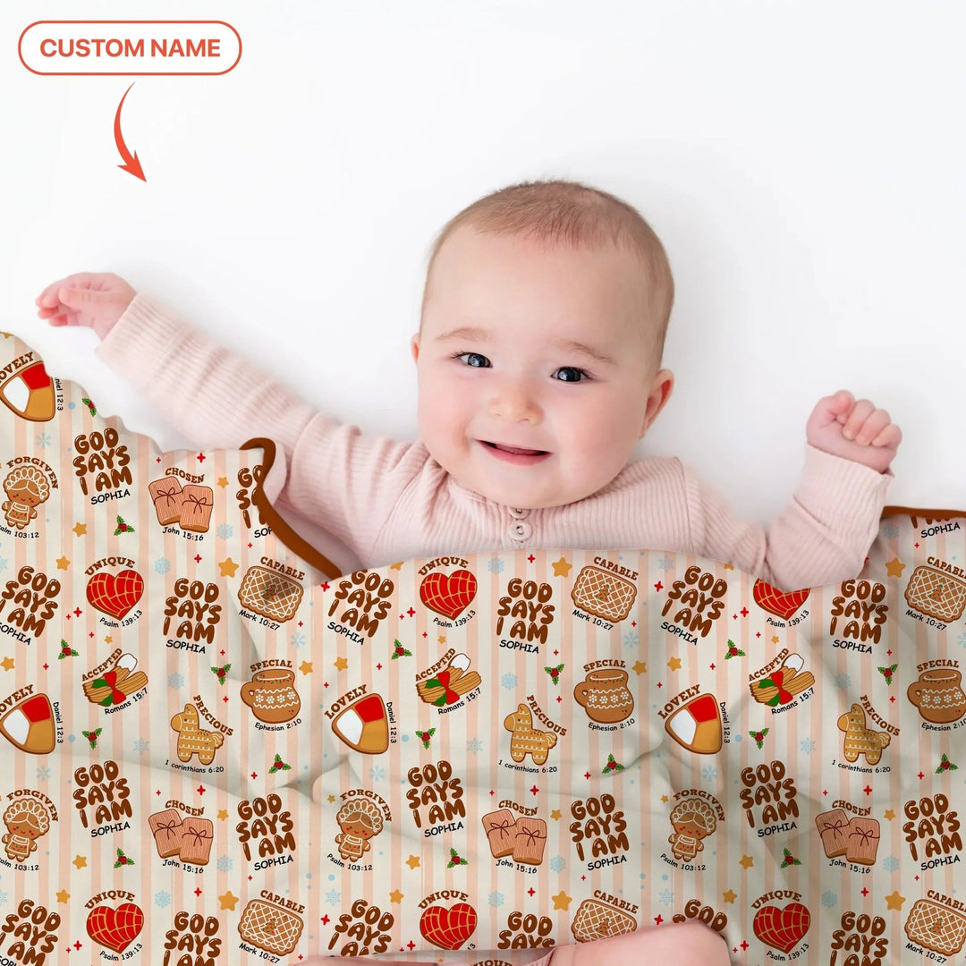 Christmas Mexican Cookies Custom Name Toddler Blanket - Zumbamboo