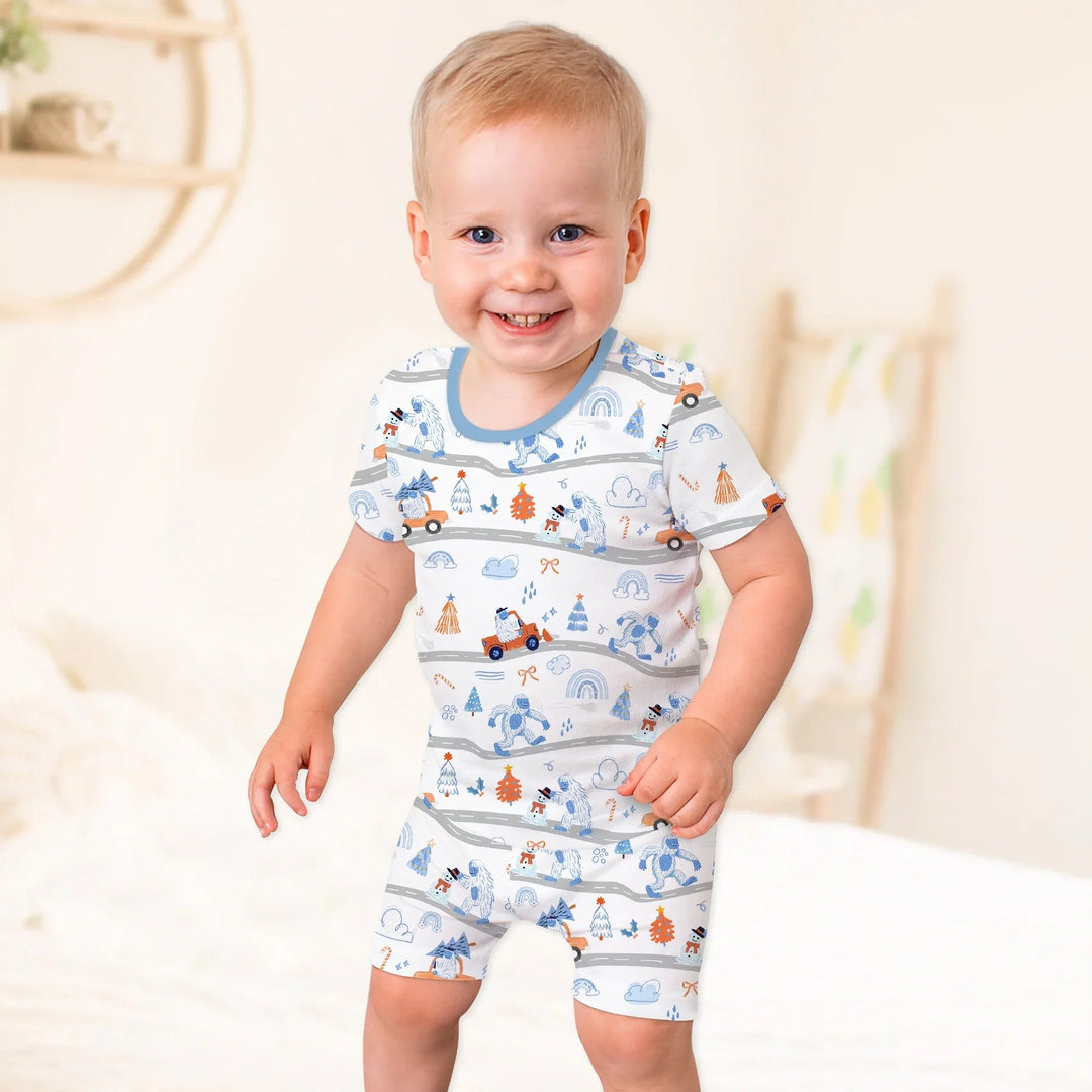 Christmas Sasquatch Two Piece Short Sleeve Shorts Pajama Set - Zumbamboo