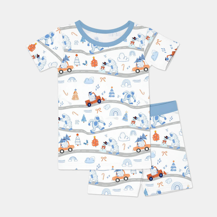 Christmas Sasquatch Two Piece Short Sleeve Shorts Pajama Set - Zumbamboo