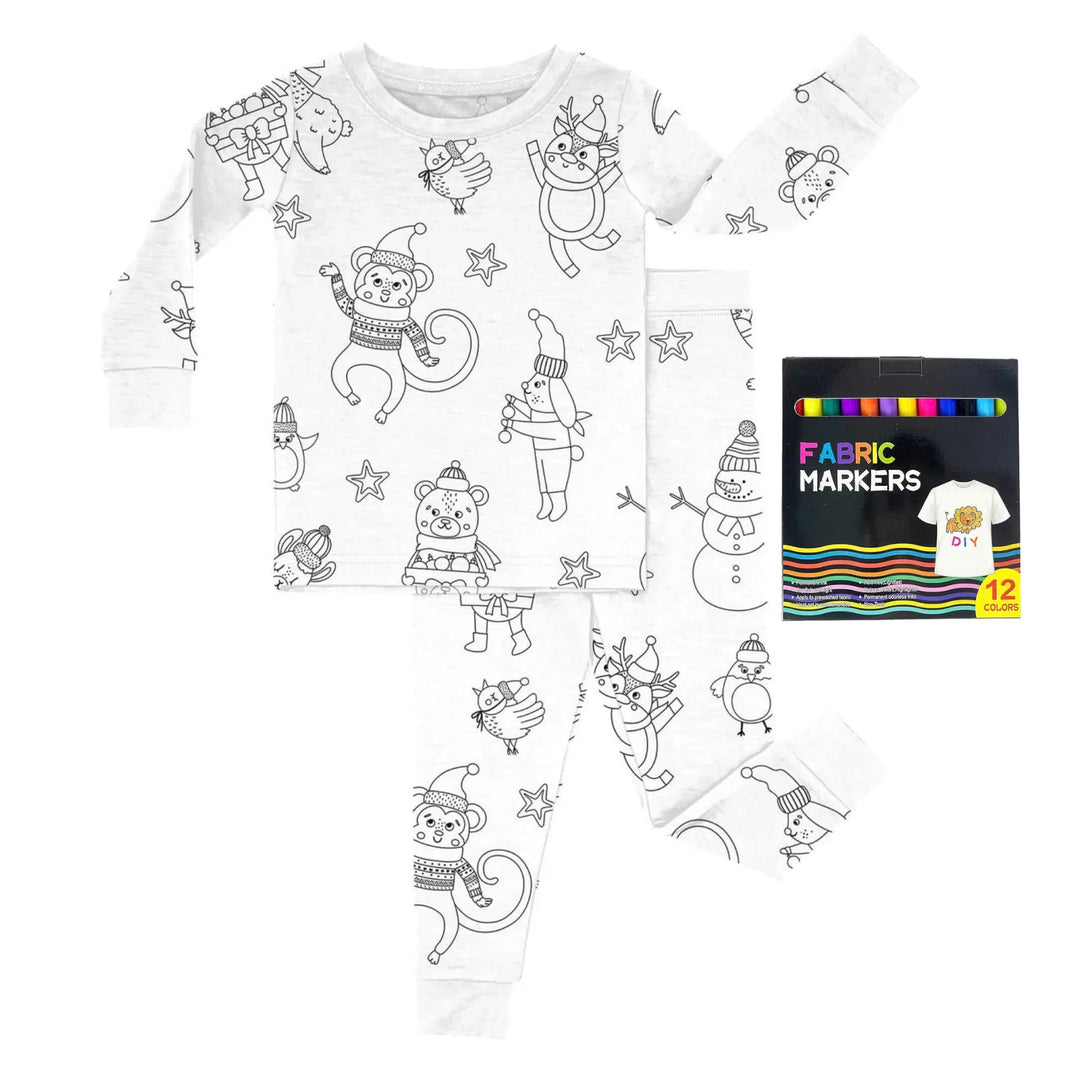 Christmas Colorable Two Piece Pajama Set , Christmas Colorable Two Piece Pajama Set - Christmas Colorable 1 / 3T