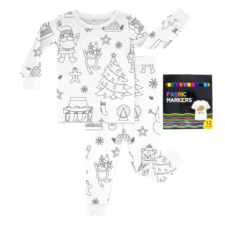Christmas Colorable Two Piece Pajama Set , Christmas Colorable Two Piece Pajama Set - Christmas Colorable 2 / 3T