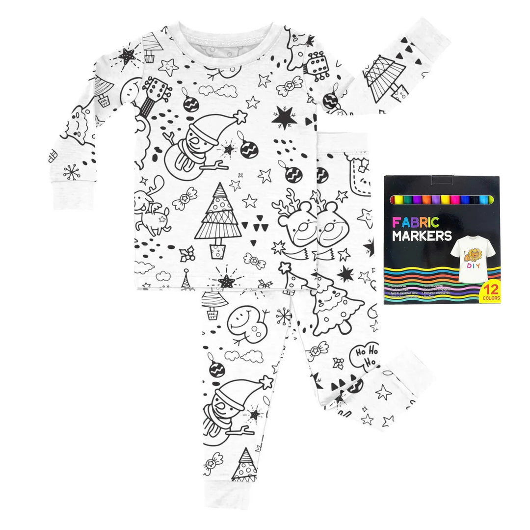 Christmas Colorable Two Piece Pajama Set , Christmas Colorable Two Piece Pajama Set - Christmas Colorable 3 / 3T