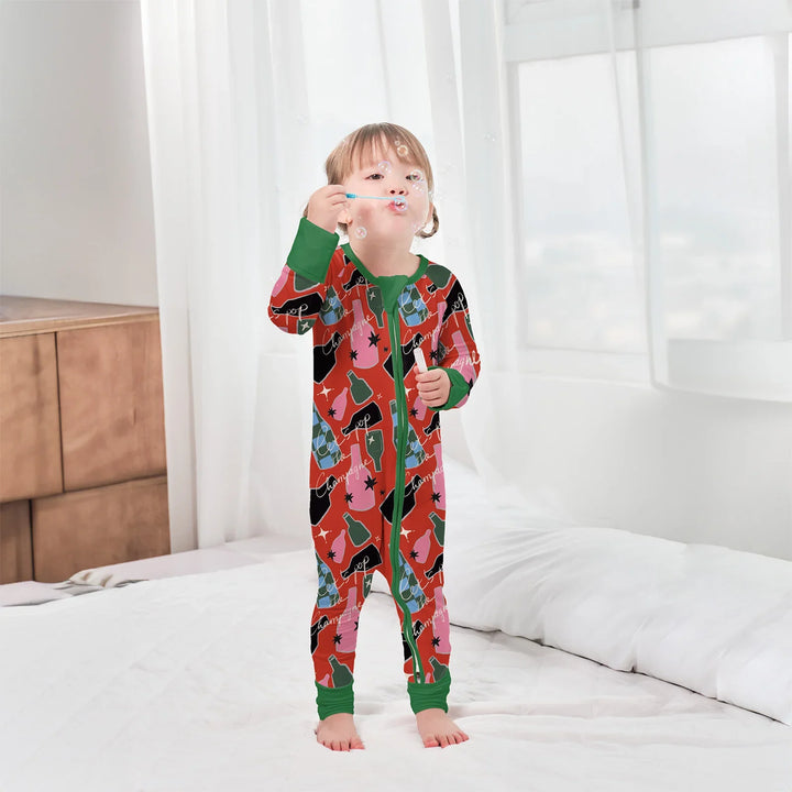 Christmas Cheers Party Convertible Zippered Romper , Christmas Cheers Party Convertible Zippered Romper - Newborn