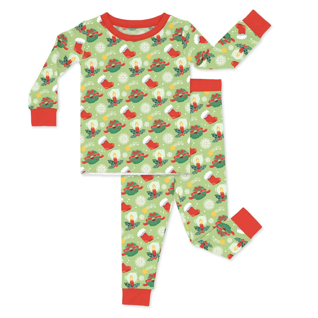 Christmas Sock With Candle Two Piece Pajama Set , Christmas Sock With Candle Two Piece Pajama Set - 12-18M