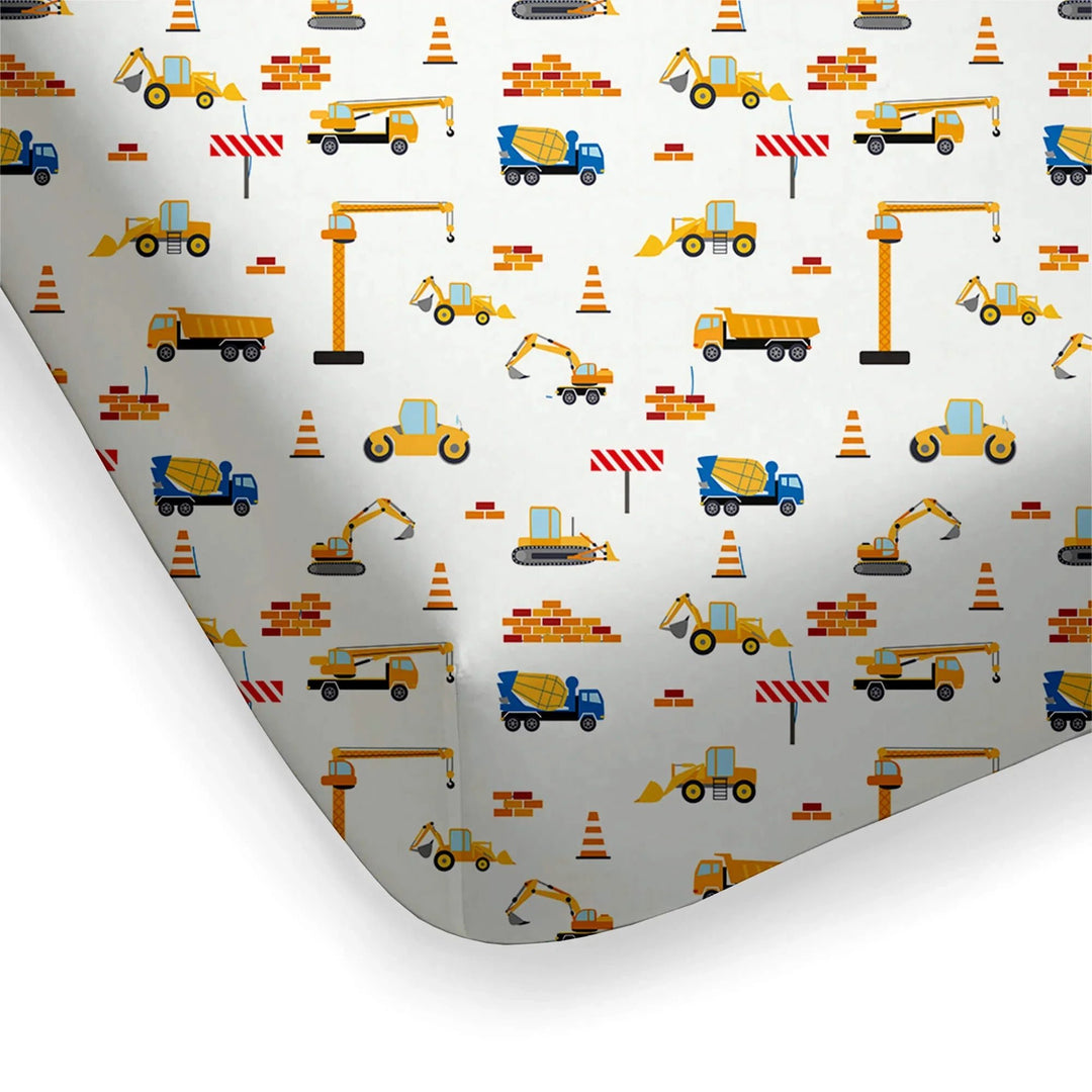 Construction Fitted Crib Sheet - Zumbamboo