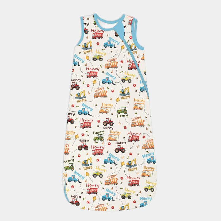 Construction Vehicles Custom Name Sleep Bag - Zumbamboo