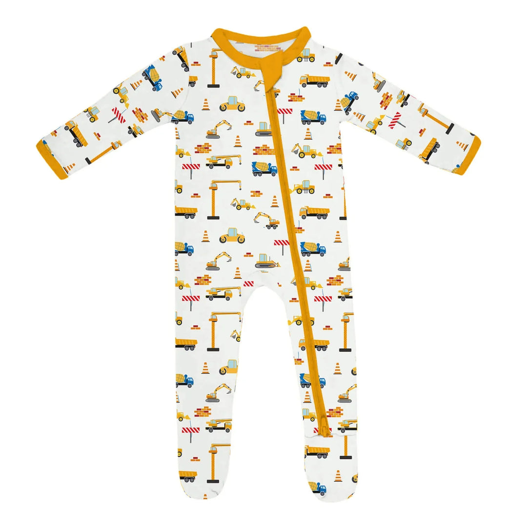 Construction Zippered Footie Romper , Construction Zippered Footie Romper - Newborn