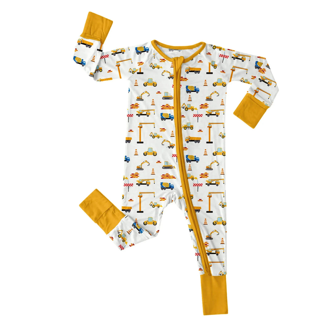 Construction Convertible Zippered Romper , Construction Convertible Zippered Romper - 0-3M