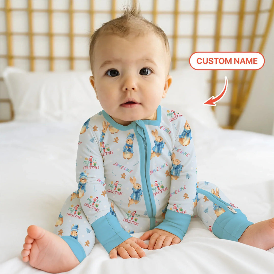 Custom 1st Christmas Rabbit Convertible Zippy - Zumbamboo