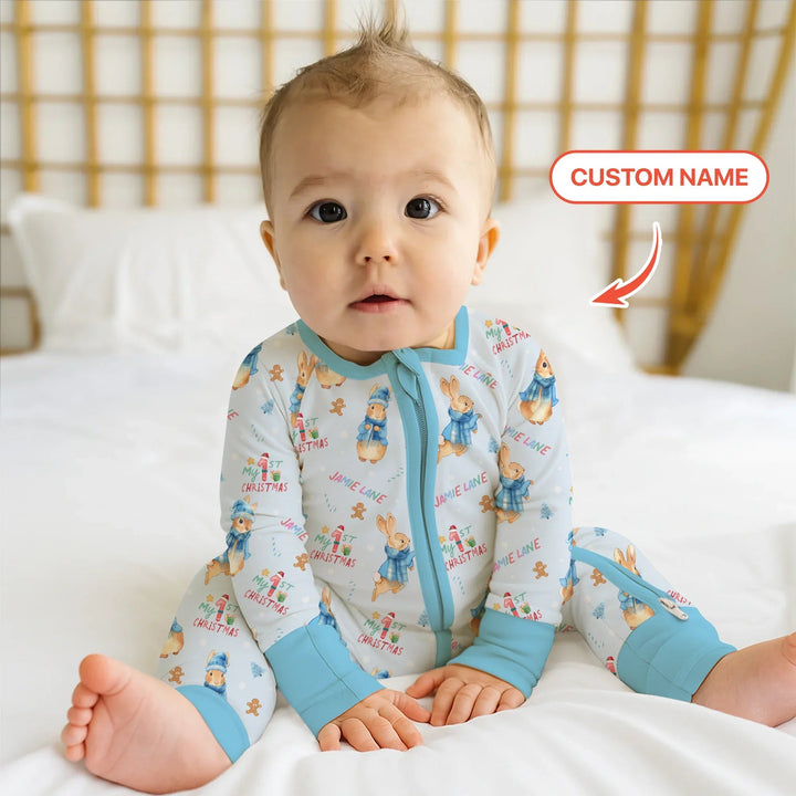 Custom 1st Christmas Rabbit Convertible Zippy - Zumbamboo