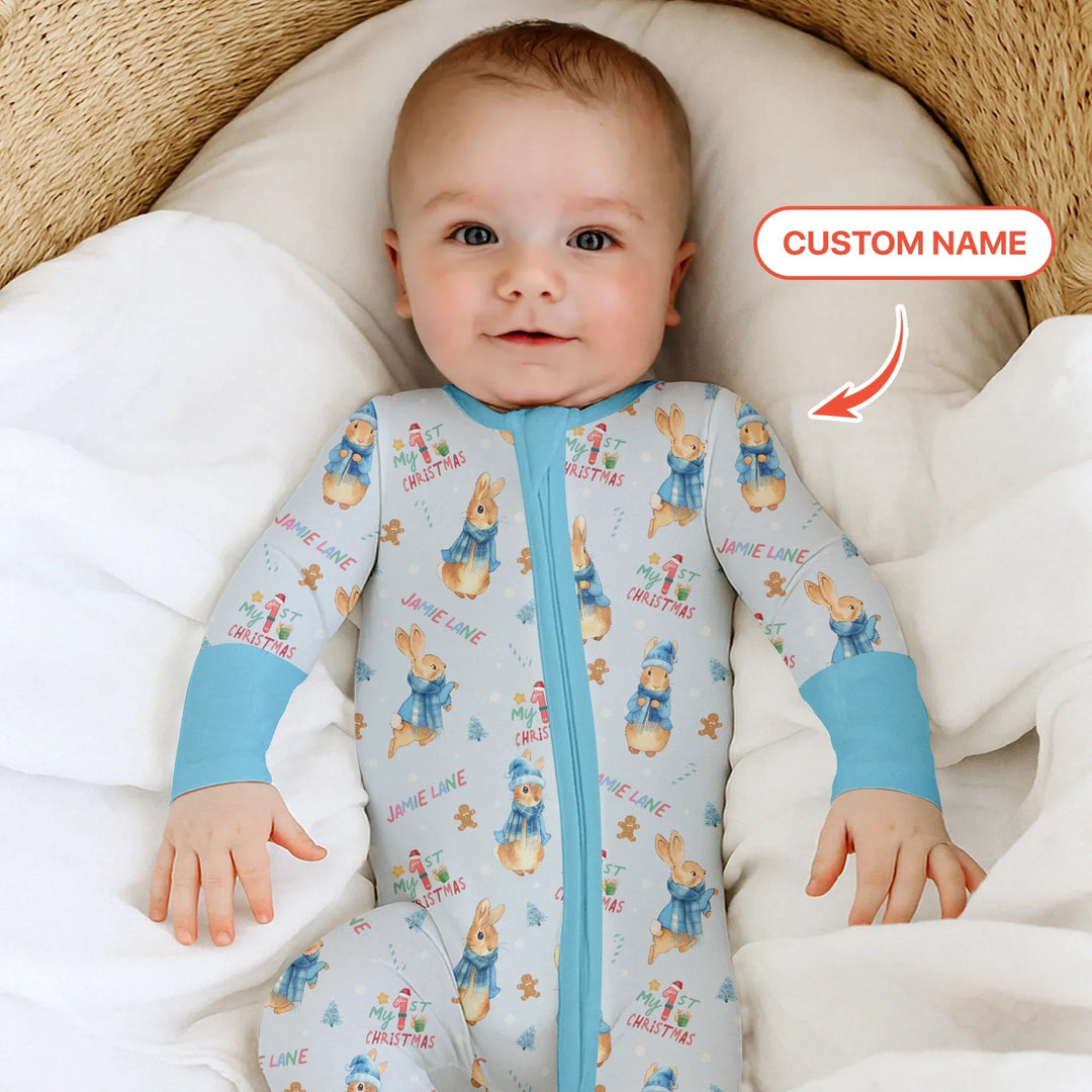 Custom 1st Christmas Rabbit Convertible Zippy - Zumbamboo